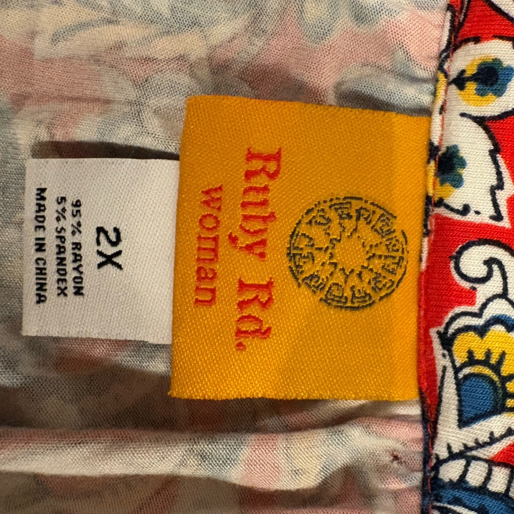 Ruby Rd. Red and Blue Floral Blouse - Picture 7 of 8